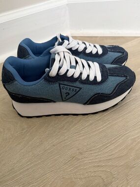 Guess Denim Panel Sneakers - Light Blue & Dark Blue